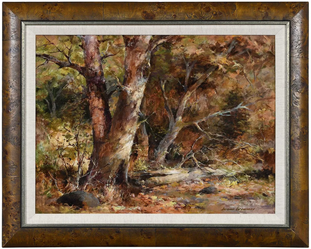 Fallen Leaves by Jerome Grimmer, acrylic on canvas, sold Nov 2025