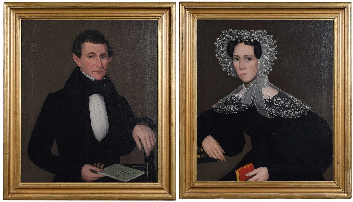 Ammi Phillips, Pair of Portraits, oil on canvas