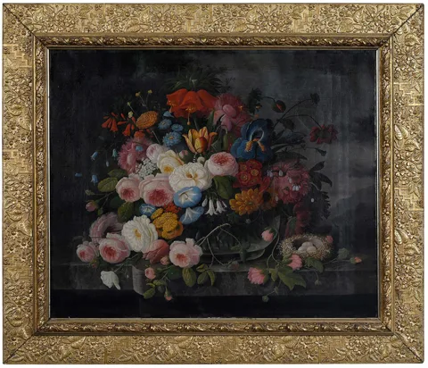 Severin Roesen, Abundant Floral Still Life, oil on canvas