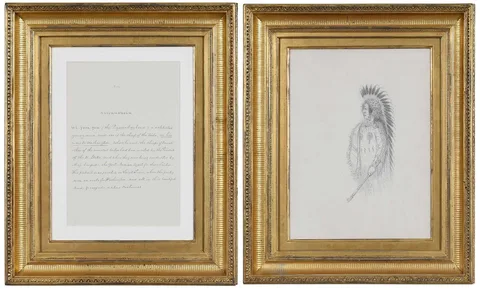 George Catlin, Wi-jun-jon The Pigeons Egghead, on His Way To Washington 1852, pencil on paper