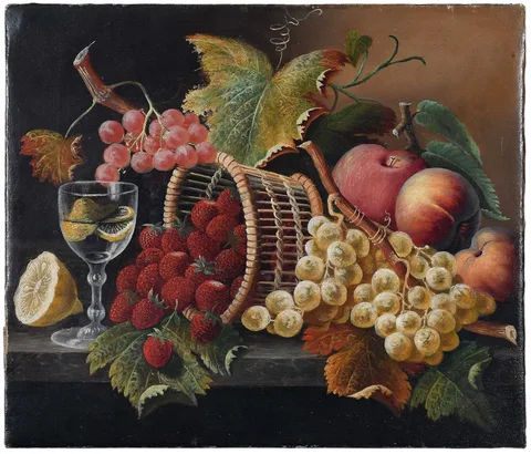 Severin Roesen, Still Life with Strawberries, circa 1865, oil on canvas