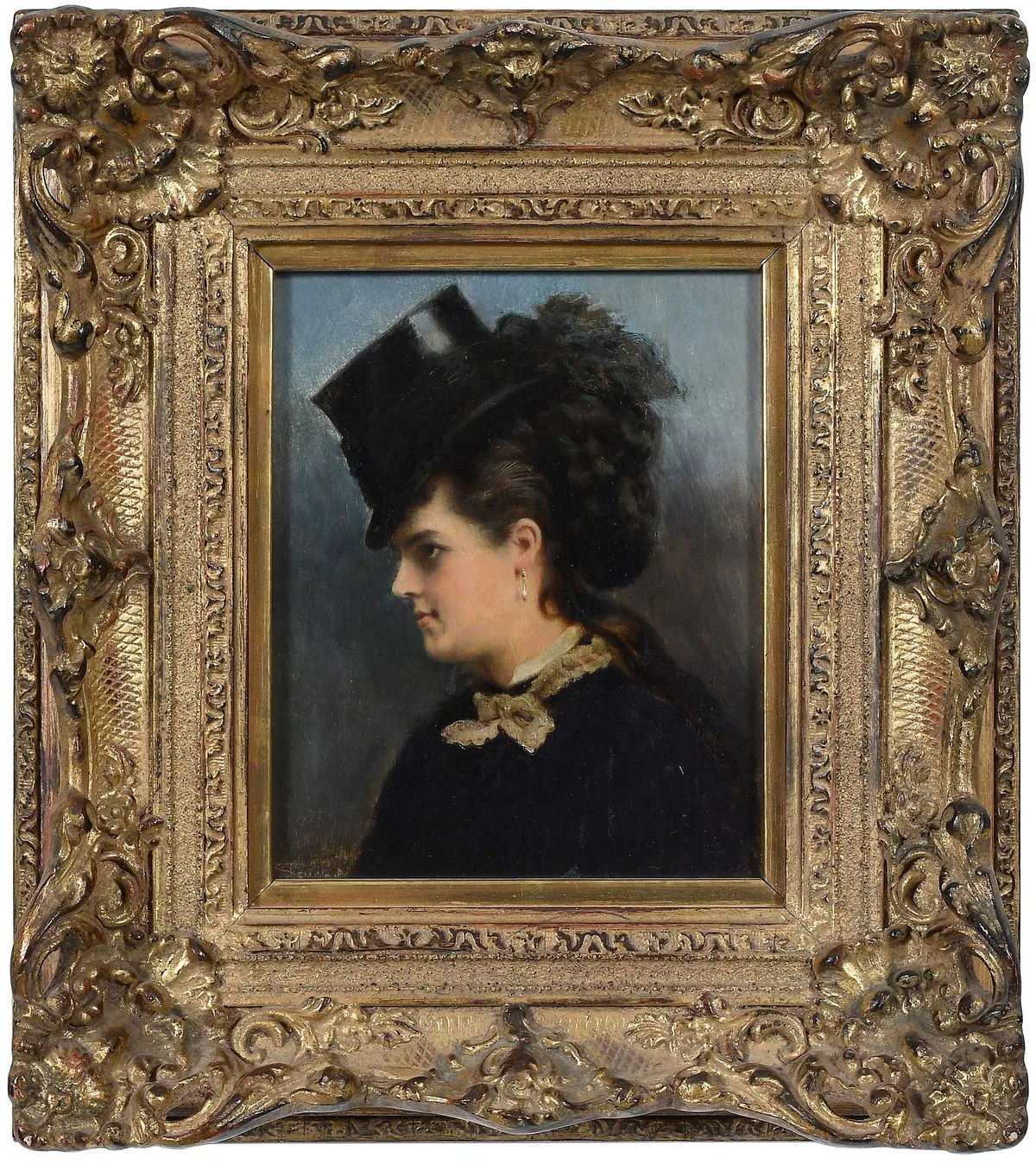 Portrait of Lady in Riding Habit by Carl von Stur, oil on panel, sold Jul 2025