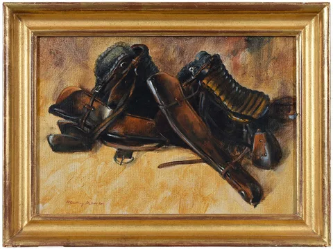 Henry Koehler, Two Shooting Saddles, oil on canvas