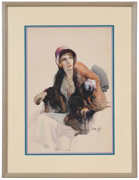 Walter G. Ratterman, Portrait of a Flapper, 1921, watercolor on ivory colored board