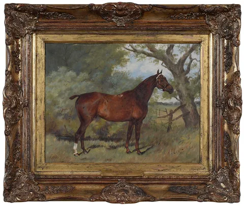 Bay Hunter "Luke by Henry Frederick Lucas Lucas, oil on canvas, sold Jun 2025