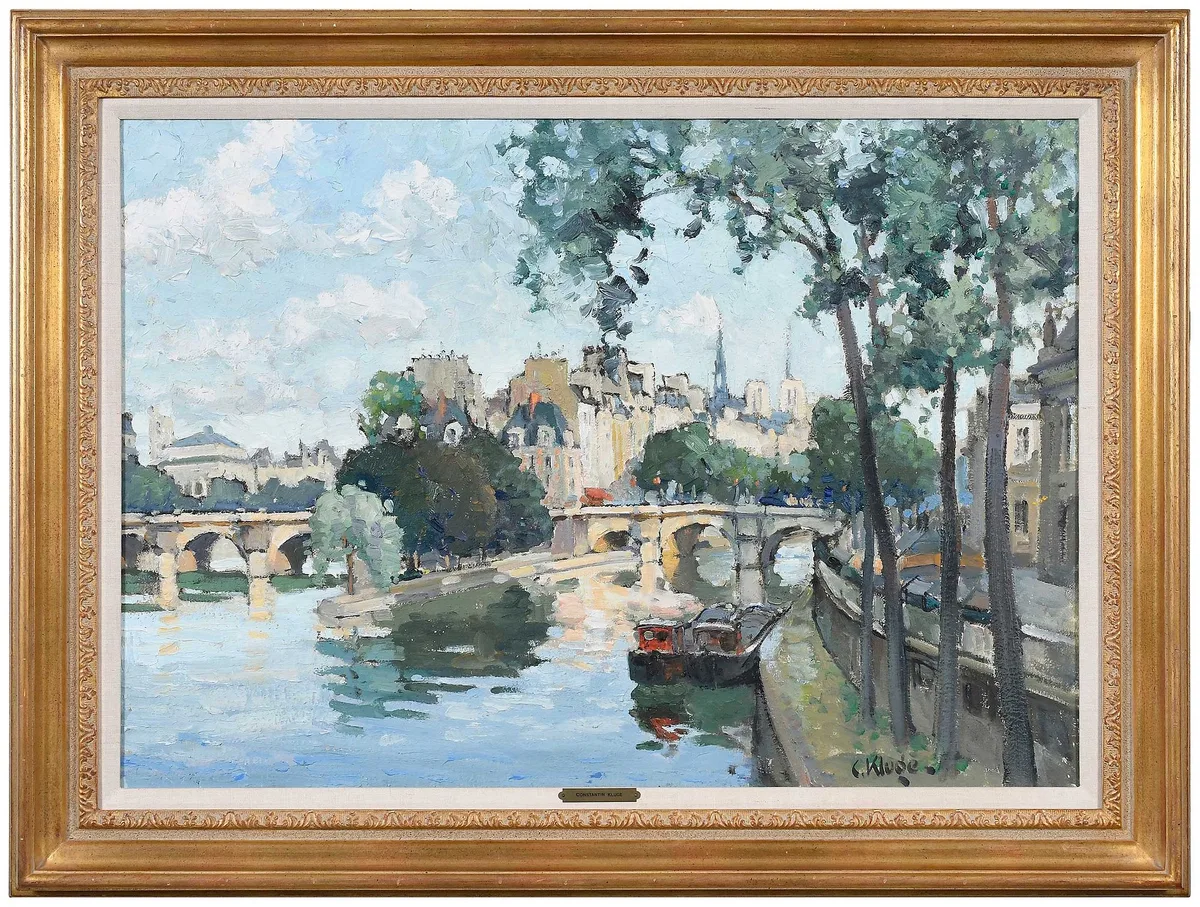 l'Ile de la Cite by Constantine Kluge, oil on canvas, sold Jun 2025