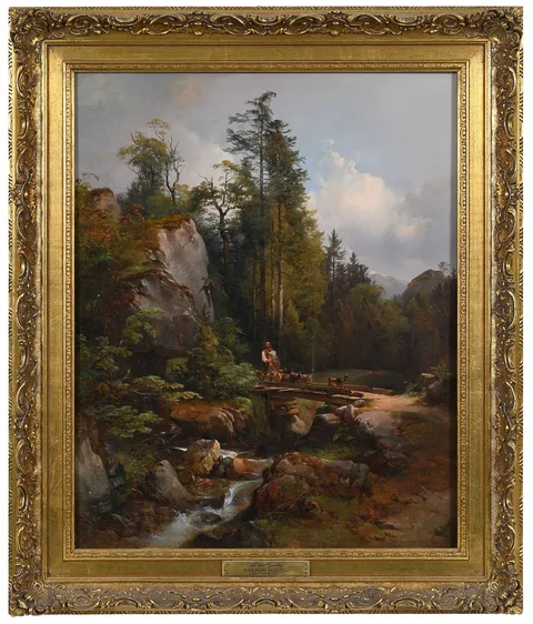 Anton Hansch, Alpine Landscape, 1849, oil on panel