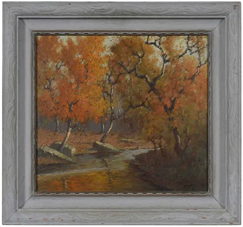 Benson B Moore, Autumn on Bull Run Virginia, 1956, oil on board