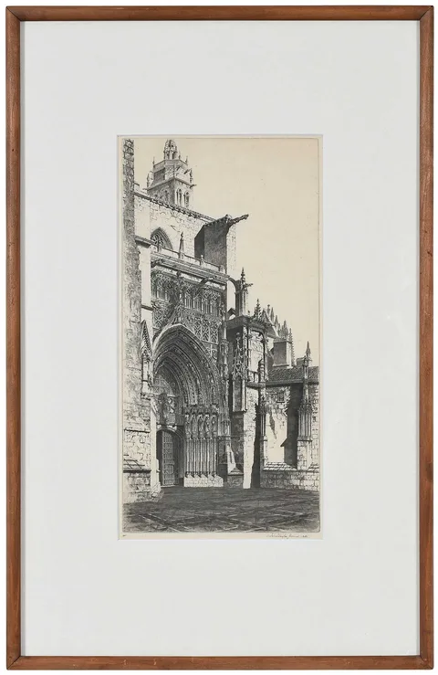John Taylor Arms, Spanish Profile, Palencia, 1950, etching on cream paper