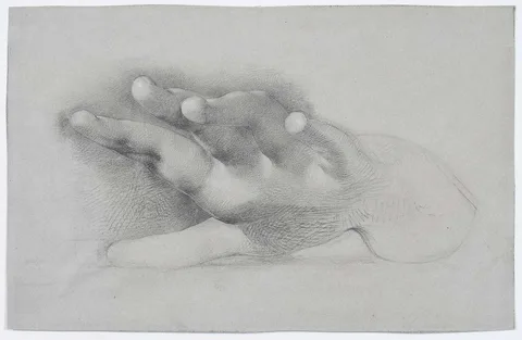 William Blake Richmond, Study of Hand, pencil on gray wove paper