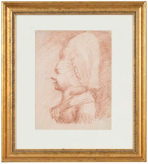 William Hoare, Profile of a Lady, red chalk on cream laid paper
