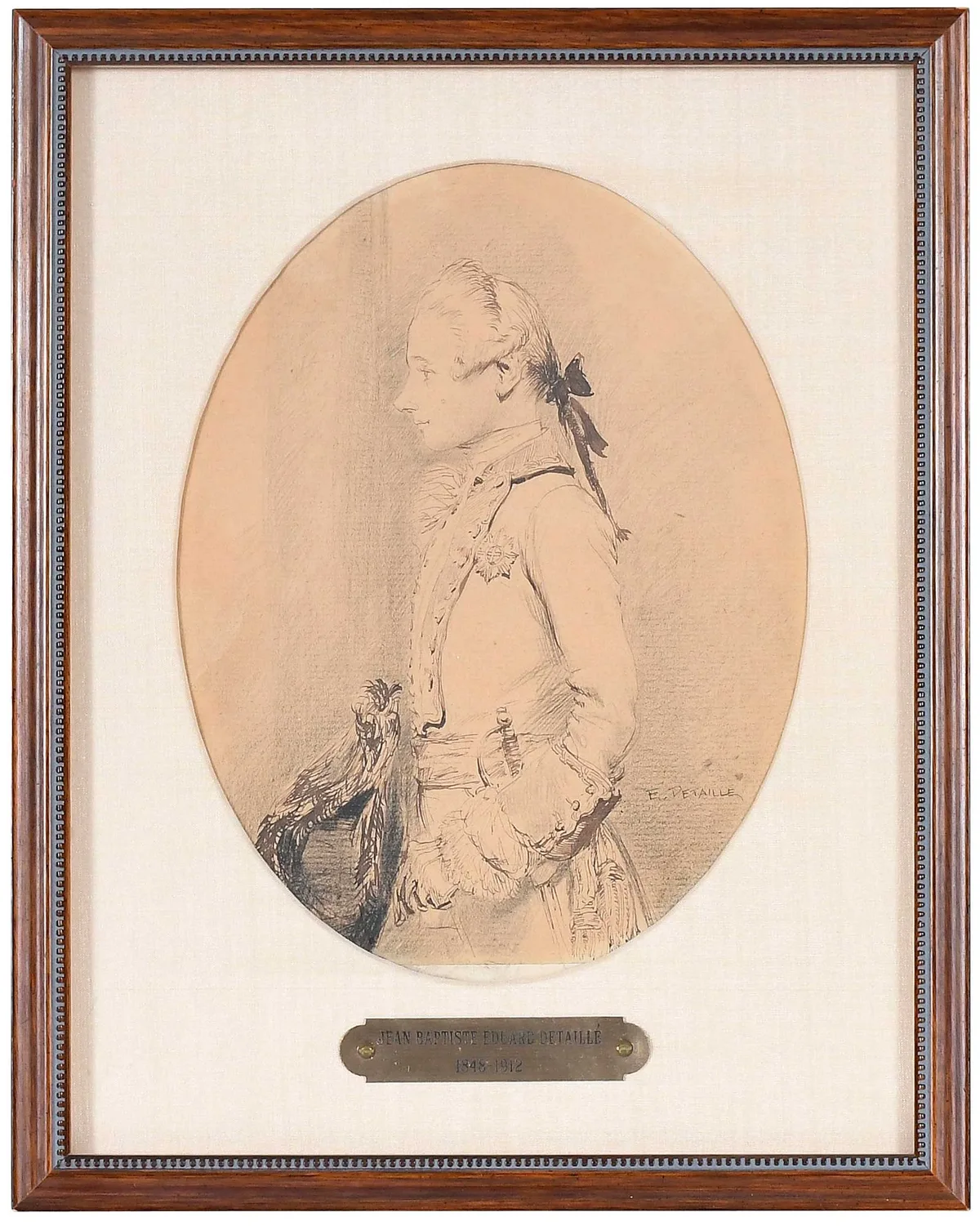 Édouard Detaille, Three Quarter Profile Portrait, graphite