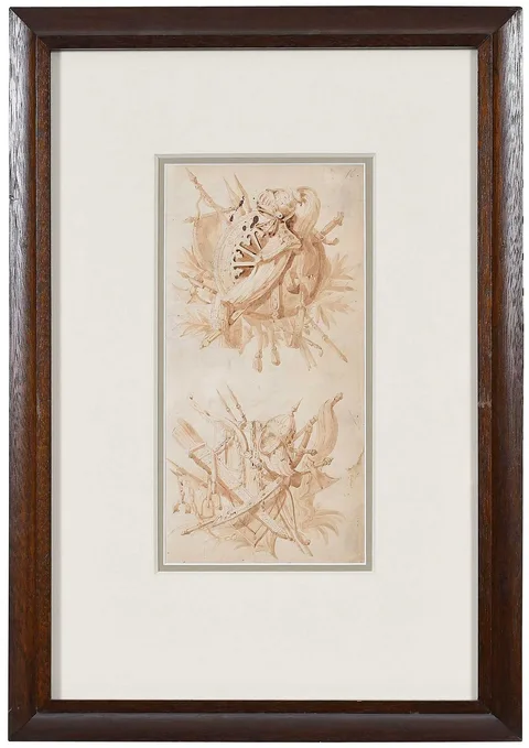 French School, Studies of Military Trophies, ink on wove paper