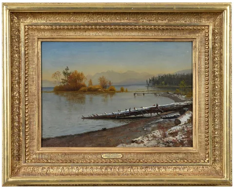 Albert Bierstadt, Lake Tahoe, oil on paper mounted on canvas