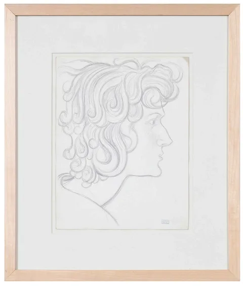 Joseph Stella, Classical Profile, collector's stamp lower right, pencil and colored pencil on paper