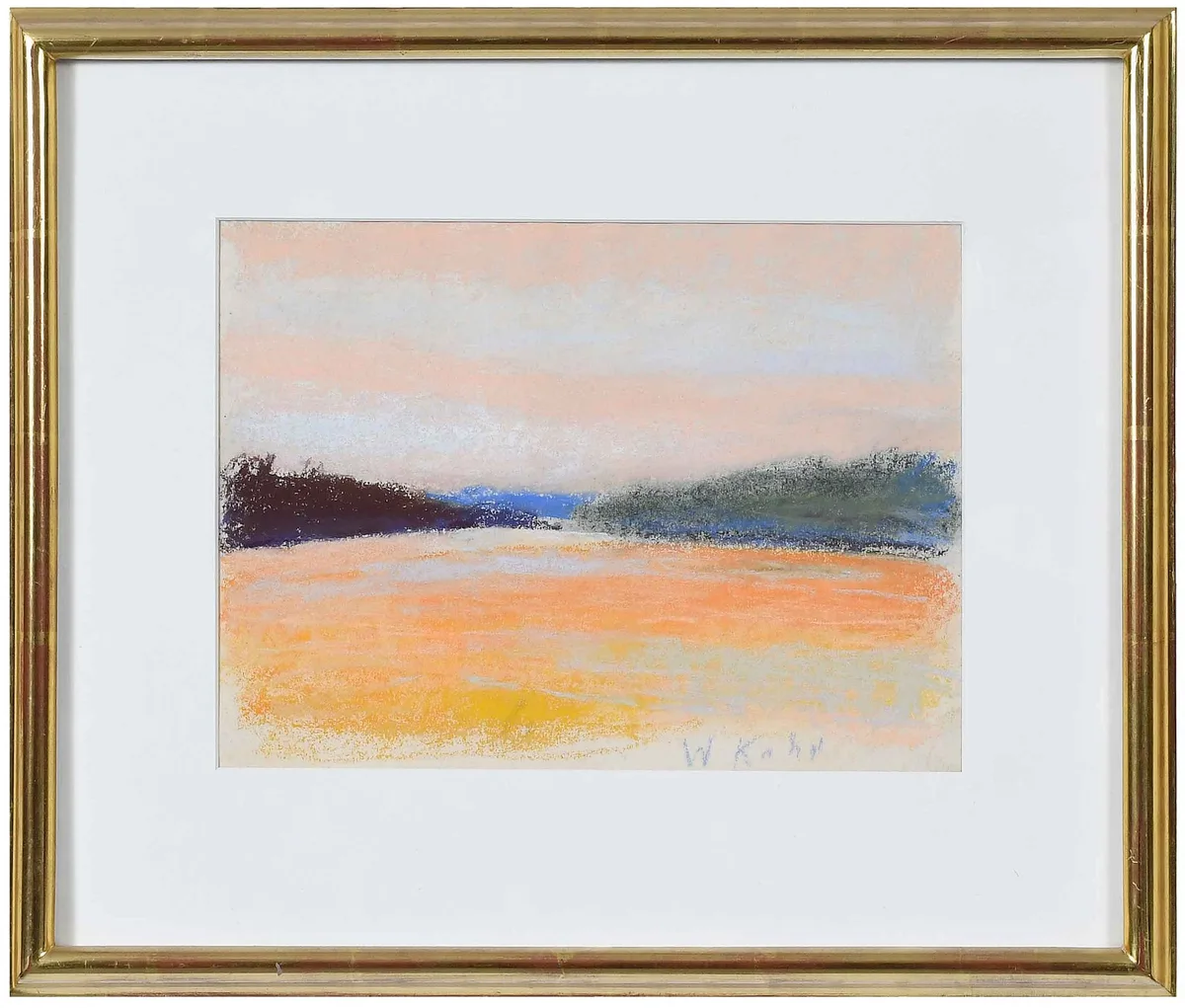 A Placid Orange River Light by Wolf Kahn, 1994, pastel on paper, sold Feb 2025