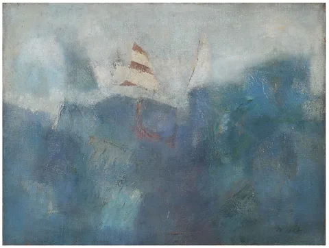 Joseph Meert, Hills & Sails, oil on coarse canvas