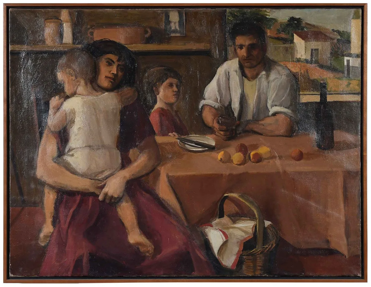 Peter Deanna, Peasants at Table, 1957, oil on canvas