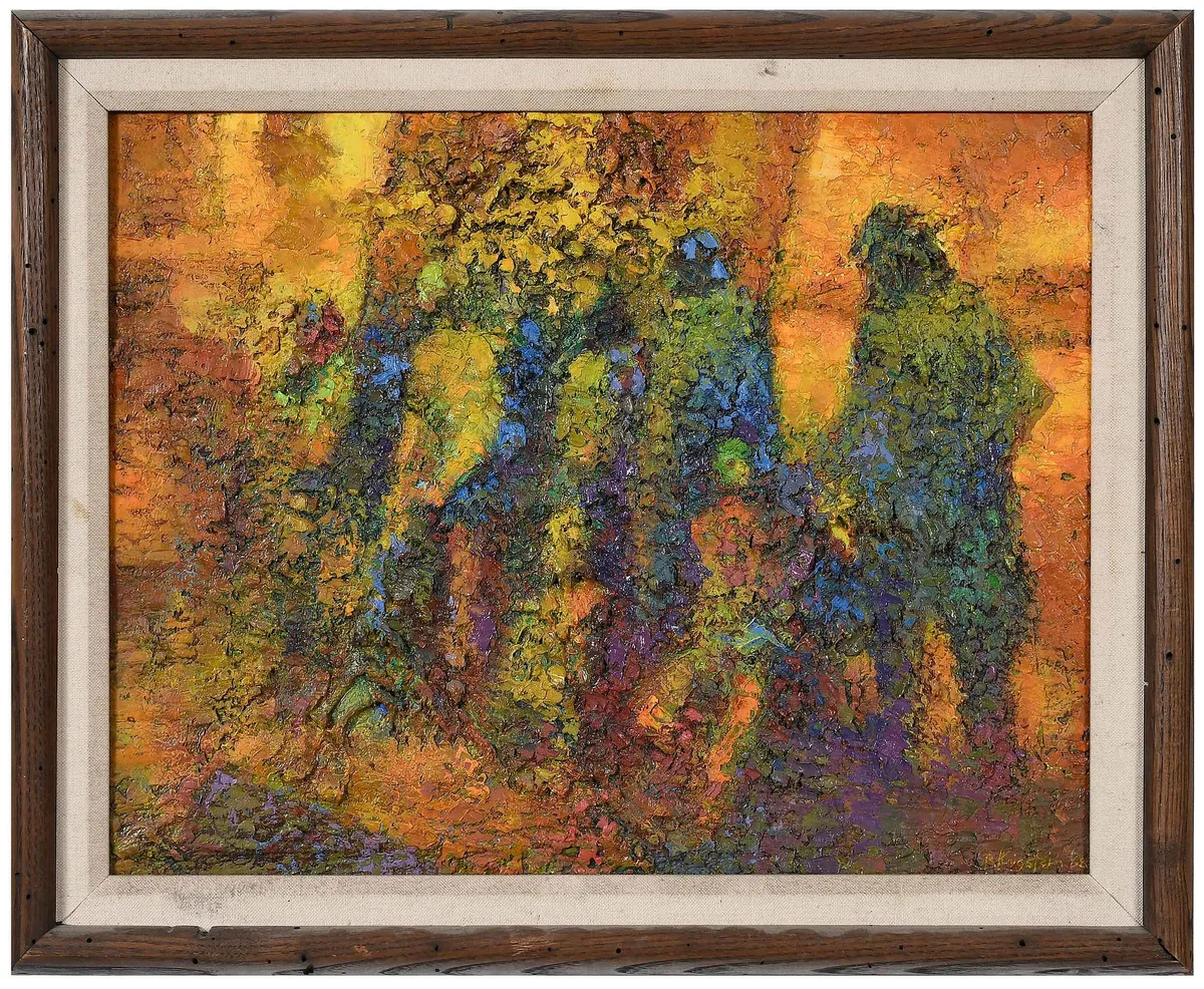 Bernie (Bernard) Krigstein, Antique Figures, 1968, acrylic on canvas