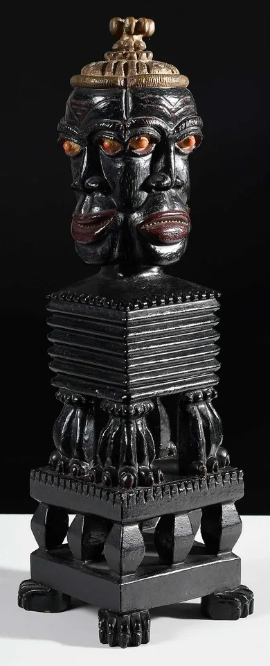 Ulysses Davis, Lost Tribes, carved and painted wood with applied beads