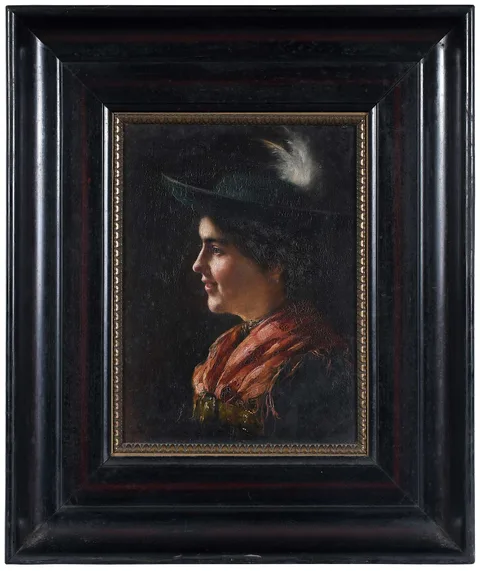 Emma von Müller, Portrait, oil on board