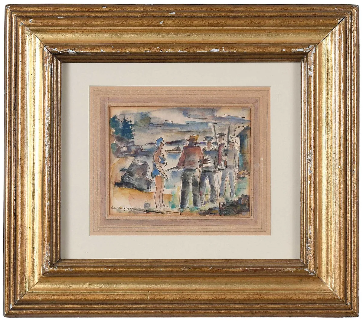 Maurice Becker, Diana and the Hunters, 1940, watercolor on paper