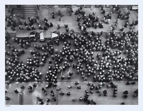 Hats in the Garment District, New York by Margaret Bourke-White, 1930, gelatin silver print, sold Dec 2024