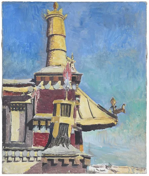 Alonzo C. Webb, Top of the Temple, oil on canvas