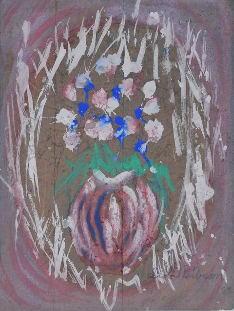Sybil Gibson, Untitled, circa 1982, tempera on brown paper bag