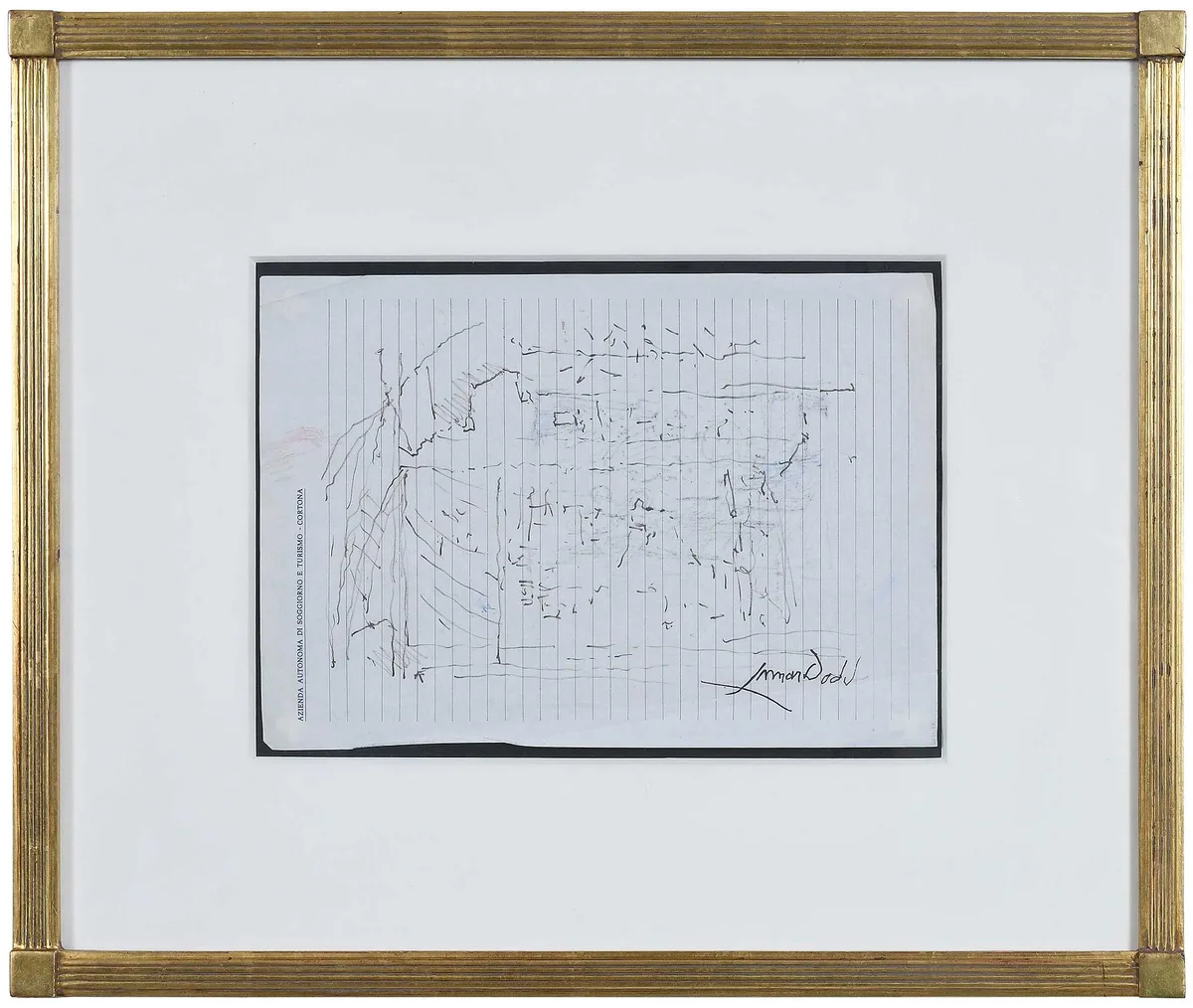 Cortona Sketch by Lamar Dodd, ink on lined paper, sold Sep 2024