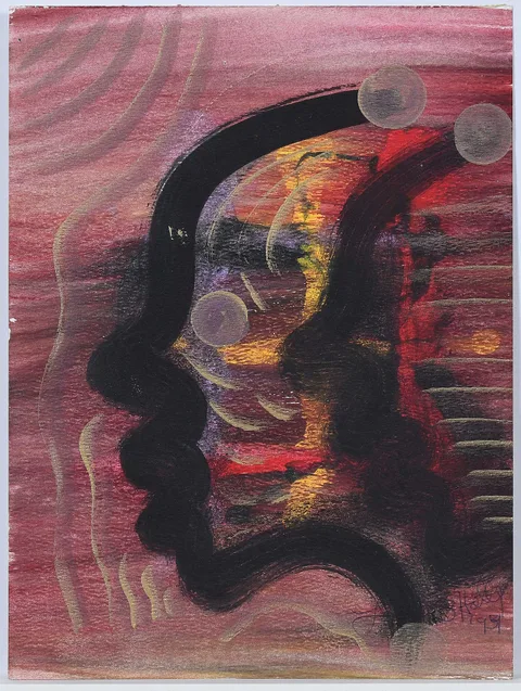 Lonnie Holley, Untitled, Abstract Profile, paint on paper