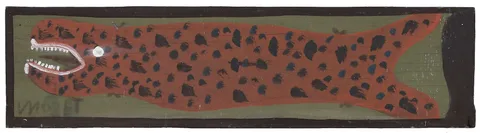 Mose Tolliver, Red Spotted Fish, paint on board