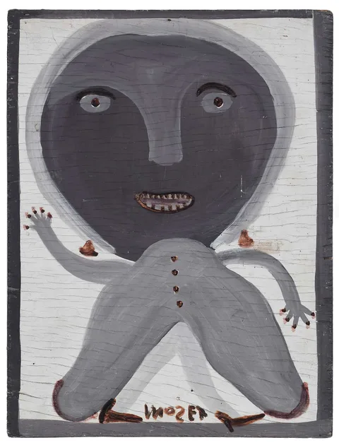 Mose Tolliver, Lady in Gray, paint on board