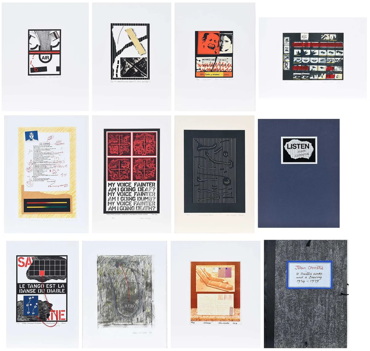 John Christie, One Drawing and Ten Printed Works, 1979, mixed media