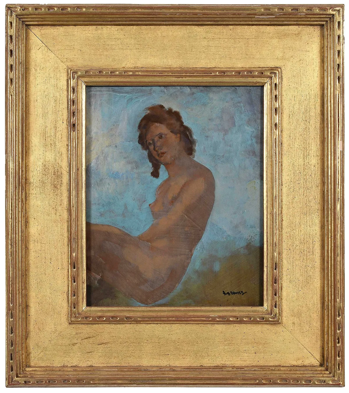 Idyl by Arthur Bowen Davies, oil on wood panel, sold Jun 2024