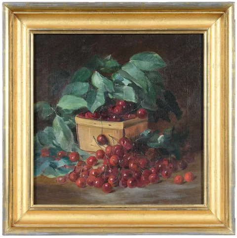 Charles Ethan Porter, Basket of Cherries, oil on canvas