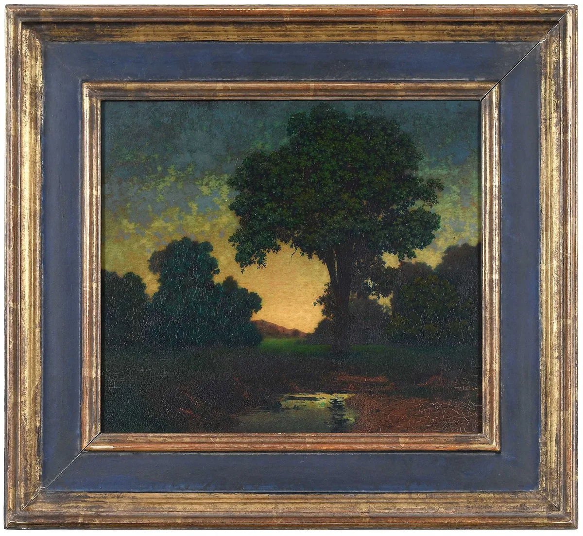 Brook at Sunset by Maxfield Parrish, 1931, oil on wood panel, sold Jun 2024