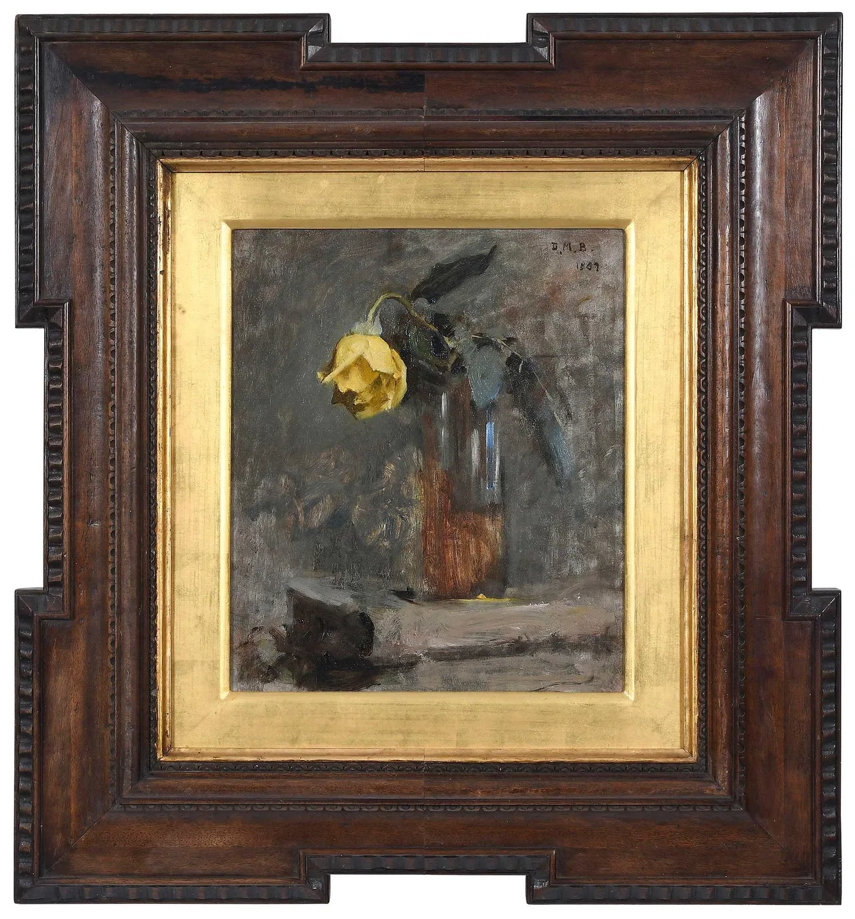 Dennis Miller Bunker, Vase with Yellow Rose, 1887, oil on canvas