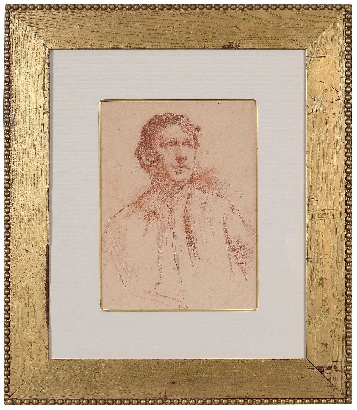 Portrait of J. Appleton Brown by Dennis Miller Bunker, sepia pencil on buff paper, sold Jun 2024