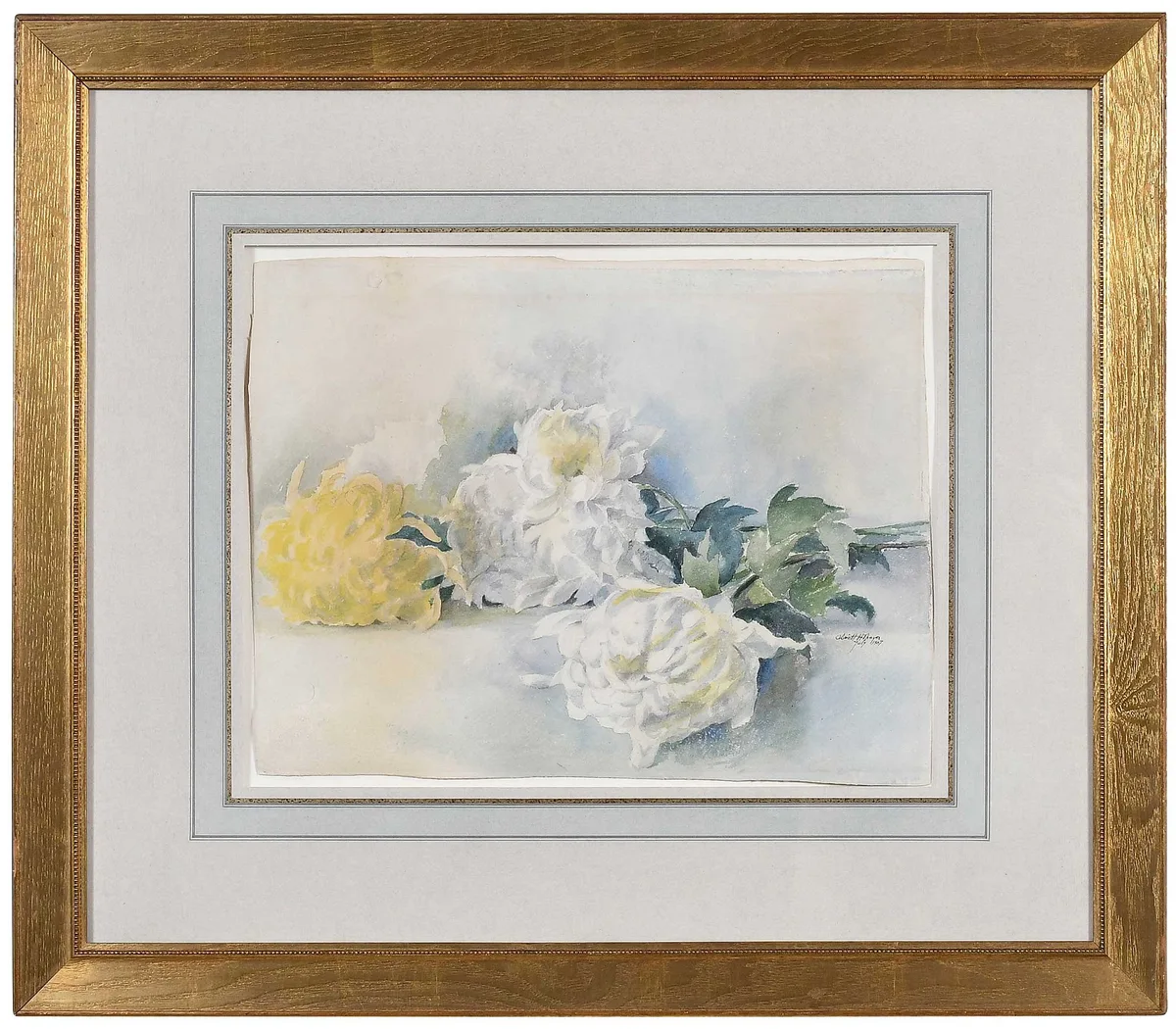 Abbott Handerson Thayer, Chrysanthemums, watercolor on paper
