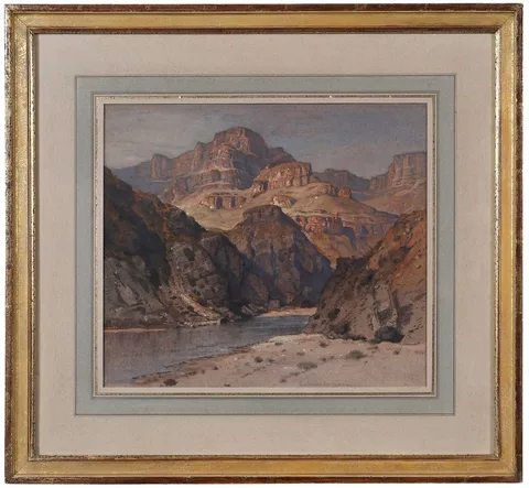 Samuel Colman, Colorado Canyon, watercolor on buff paper