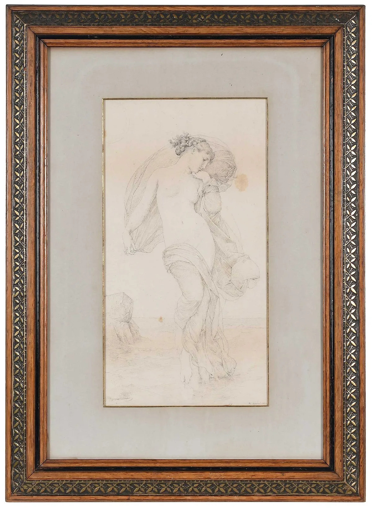 Drawing by William-Adolphe Bouguereau, ink on paper, sold Jun 2024