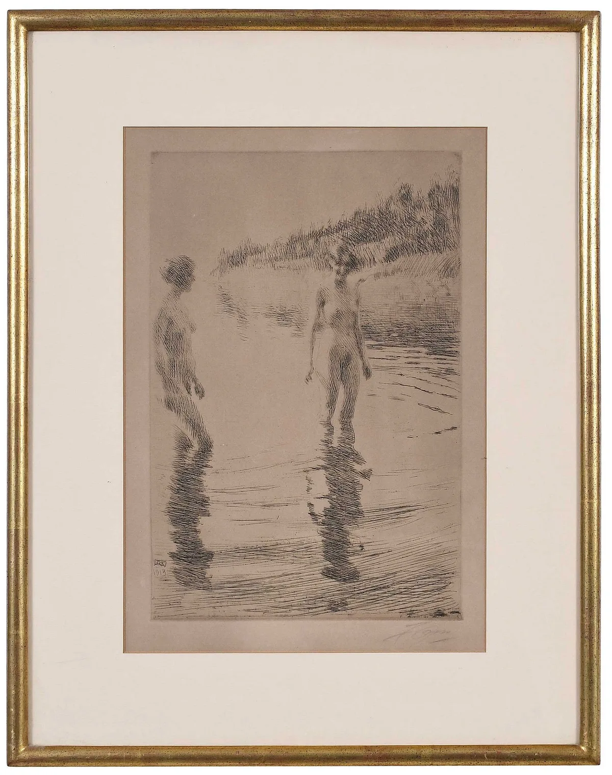 Shallow by Anders Zorn, 1913, etching on laid paper, sold Jun 2024