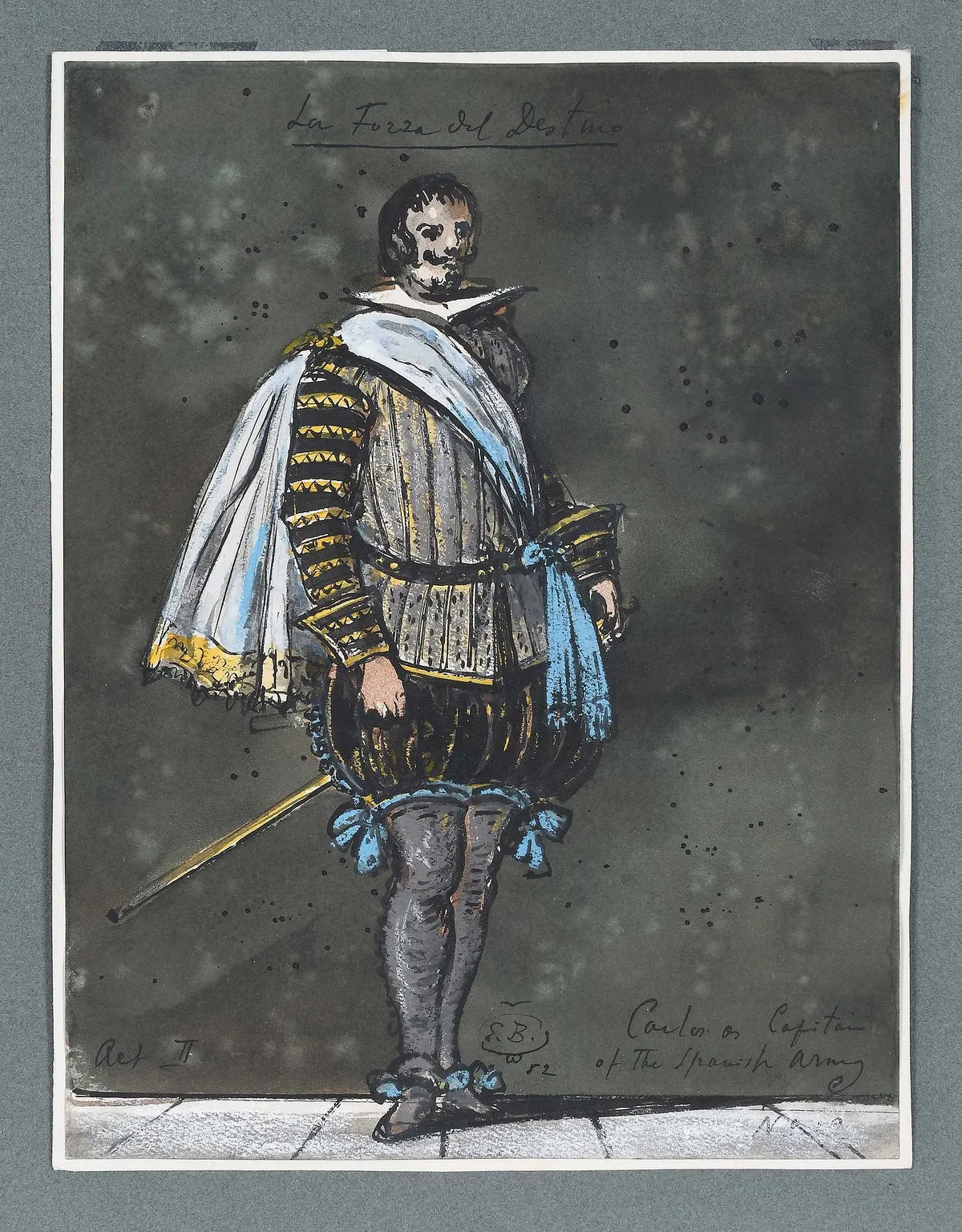 Eugene Berman Costume Design, La Forza Del Destino, 1952, watercolor and ink