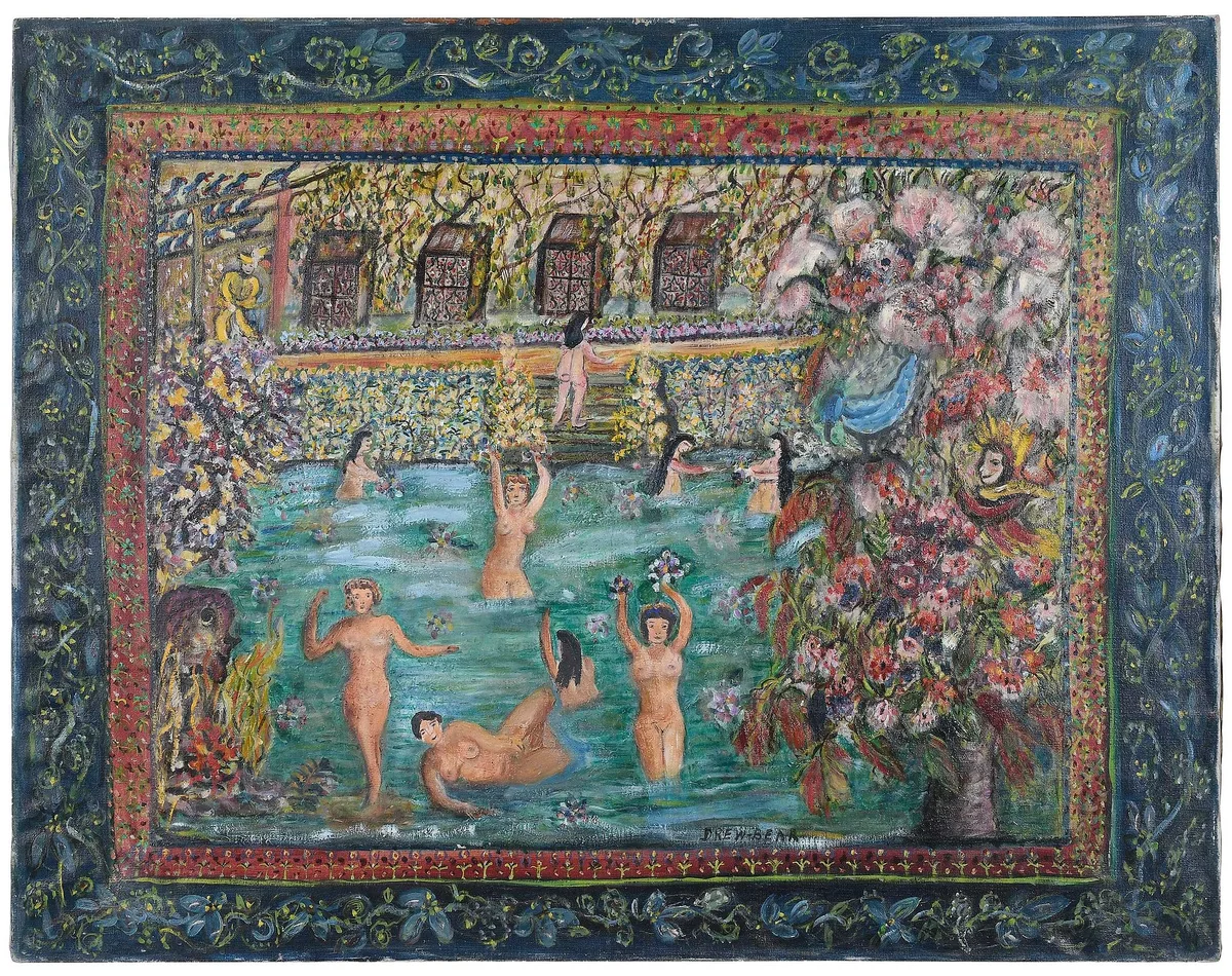Jessie Drew-Bear, Children Bathing #275, 1945, oil on canvas