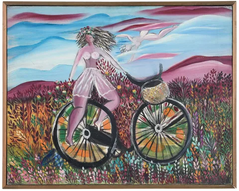 Lucia Wilcox, Girl on Bicycle, 1944, oil on canvas