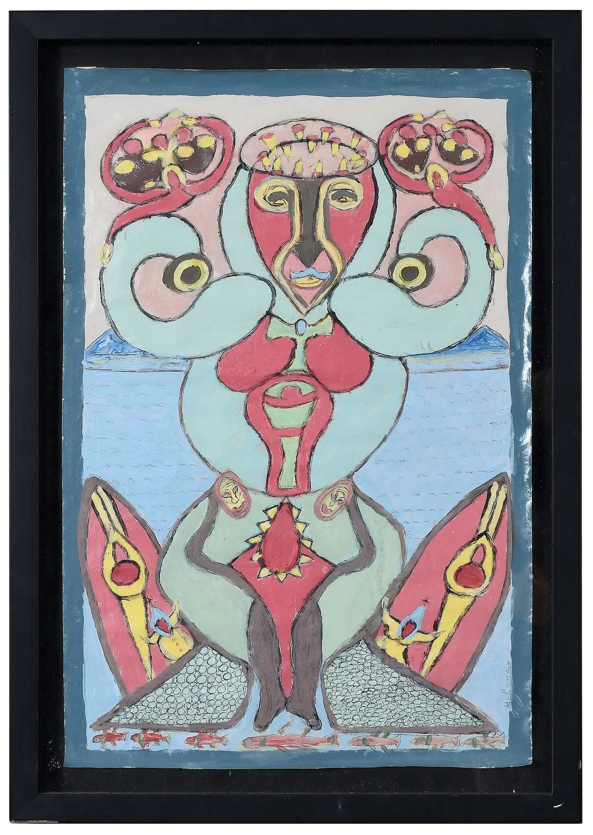 Max Romain, Sea Goddess, mixed media on paper