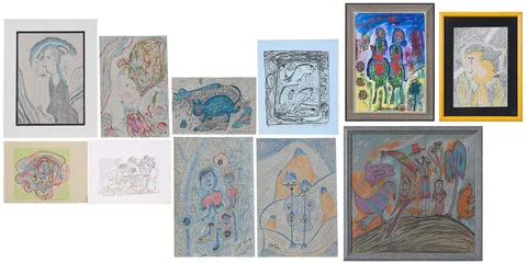 Jerry Coker, Six works: Night Riders, paint on paper