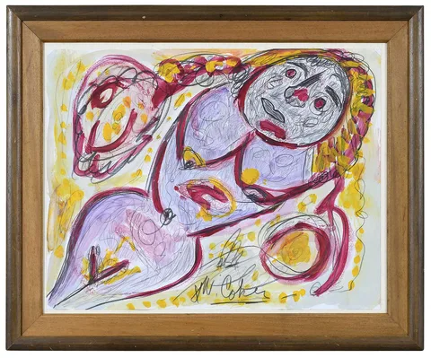 Jerry Coker, Nude woman, oil and pencil on paper