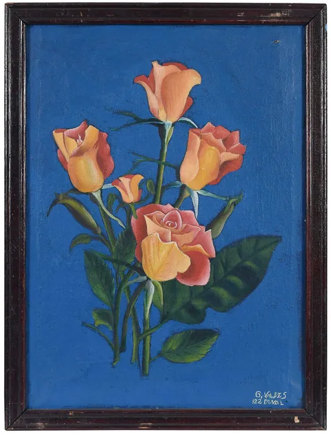 Gregorio Valdes, Roses, oil on canvas